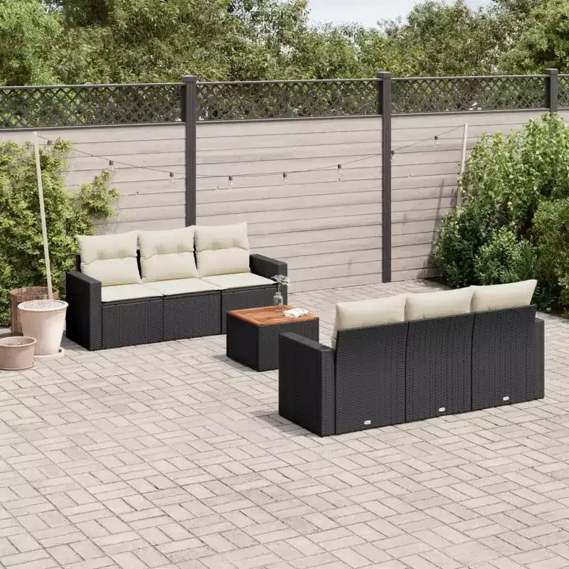 vidaXL Garden Sofa Set Black and Cream