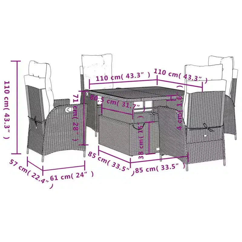vidaXL Garden Dining Set Black, Brown, Cream