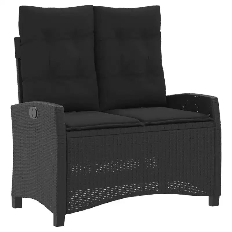 vidaXL Poly Rattan Patio Dining Set - Adjustable Bench and Table with Cushions - Black