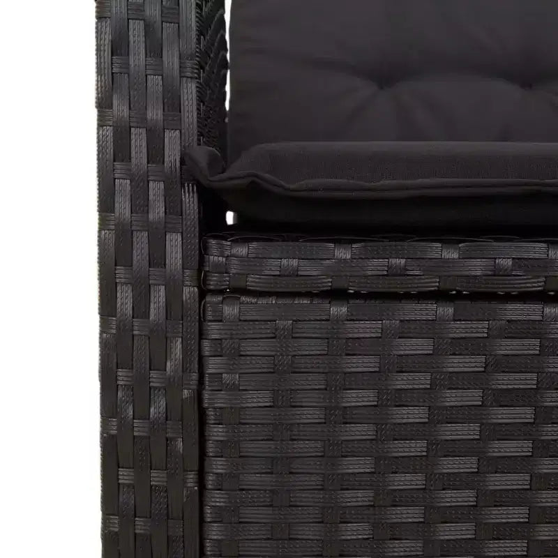 vidaXL Poly Rattan Patio Dining Set - Adjustable Bench and Table with Cushions - Black