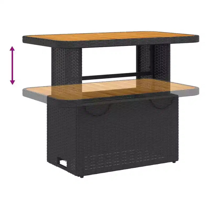 vidaXL Poly Rattan Patio Dining Set - Adjustable Bench and Table with Cushions - Black