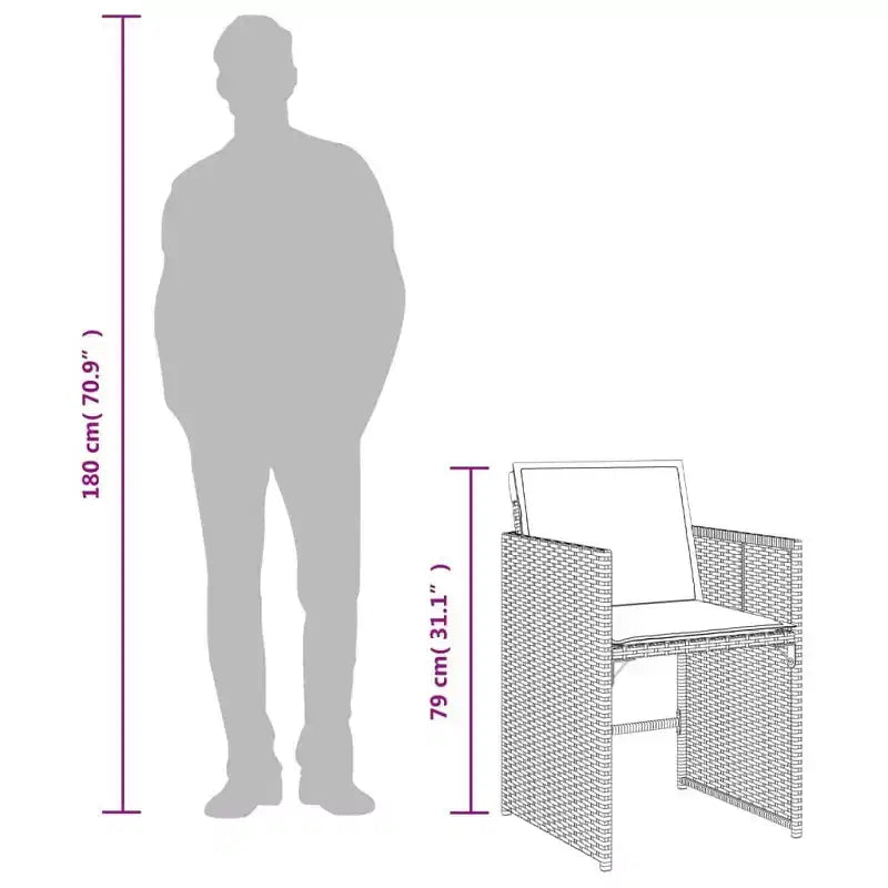 vidaXL Ensemble de salle à manger d'extérieur 10 places, rotin synthétique gris, 11 pièces, pliable