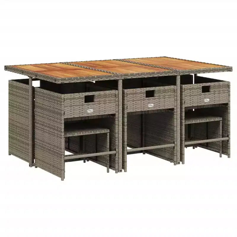 vidaXL Ensemble de salle à manger d'extérieur 10 places, rotin synthétique gris, 11 pièces, pliable