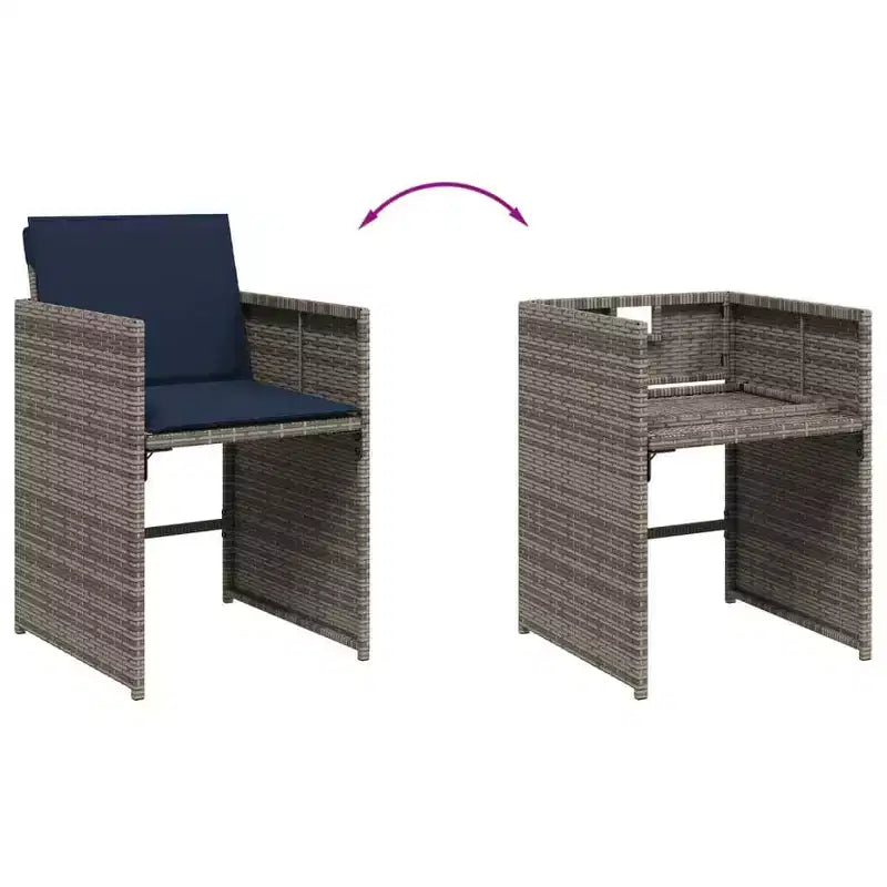 vidaXL Ensemble de salle à manger d'extérieur 10 places, rotin synthétique gris, 11 pièces, pliable