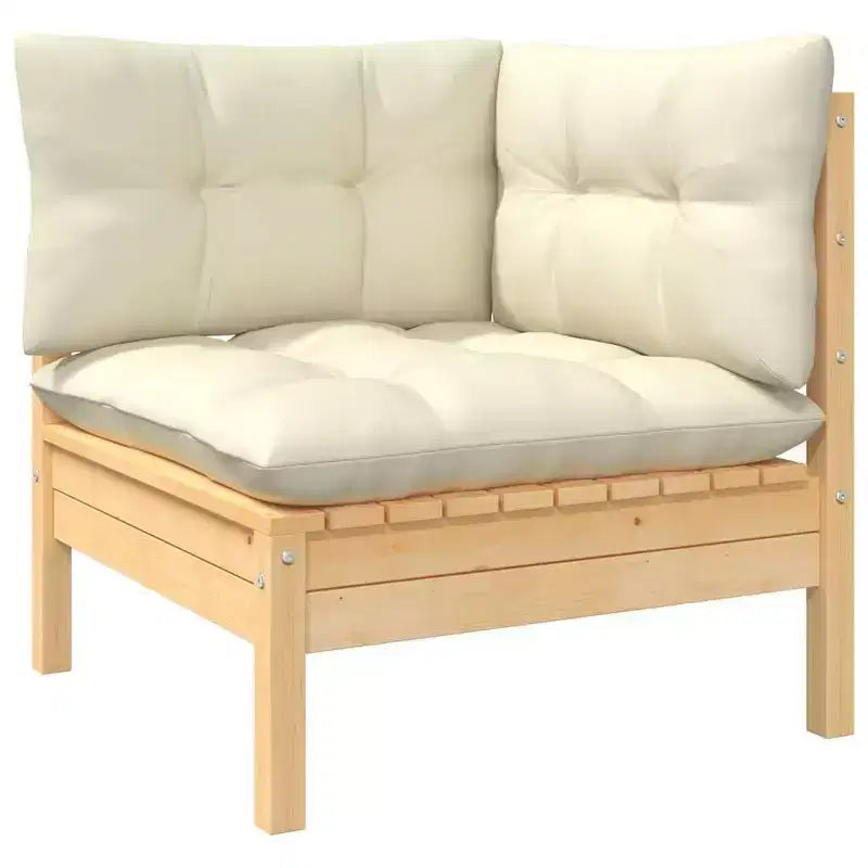 vidaXL Garden Lounge Set Cream Solid pine wood, fabric (100% polyester)