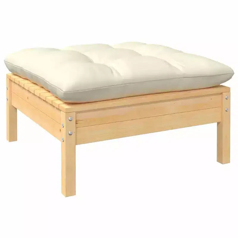 vidaXL Garden Lounge Set Cream Solid pine wood, fabric (100% polyester)