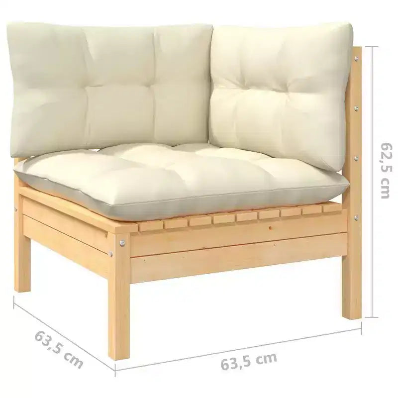 vidaXL Garden Lounge Set Cream Solid pine wood, fabric (100% polyester)