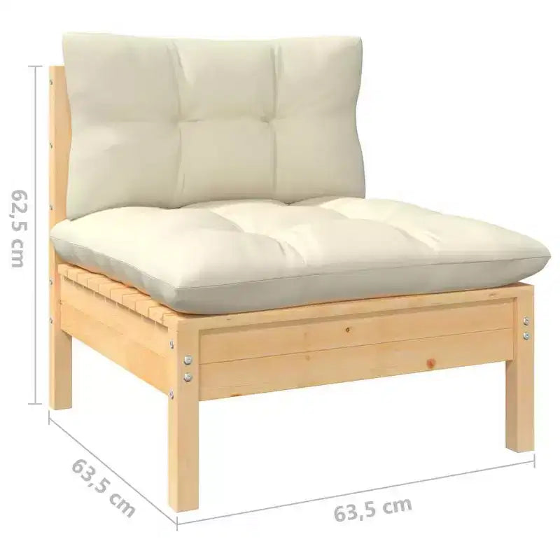 vidaXL Garden Lounge Set Cream Solid pine wood, fabric (100% polyester)