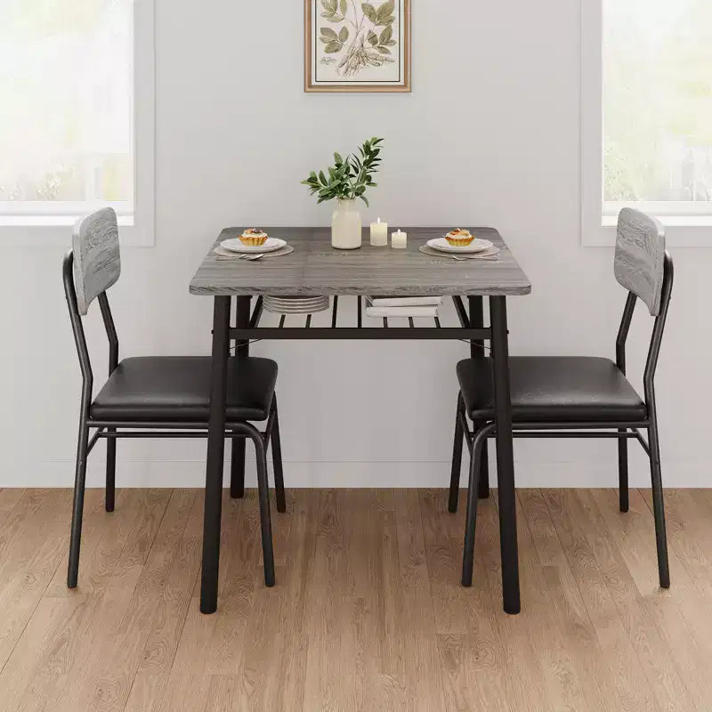COZONY Compact Dining Table Set with Upholstered Chairs, Small Square Kitchen Table and Metal Legs Support for Dining Room