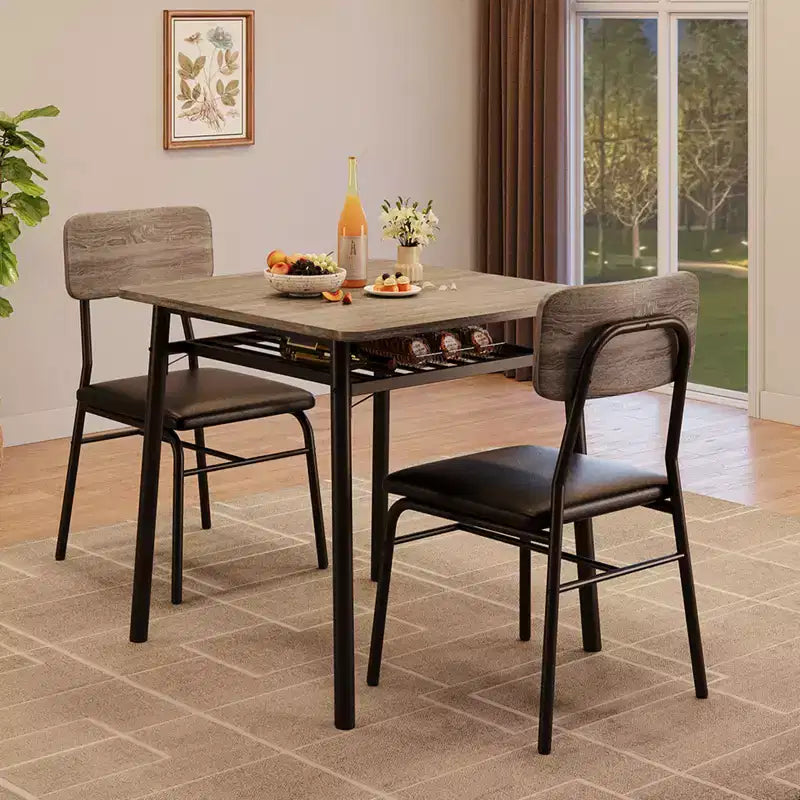 COZONY Compact Dining Table Set with Upholstered Chairs, Small Square Kitchen Table and Metal Legs Support for Dining Room