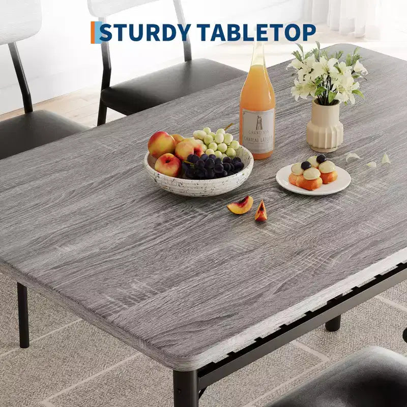 COZONY Compact Dining Table Set with Upholstered Chairs, Small Square Kitchen Table and Metal Legs Support for Dining Room