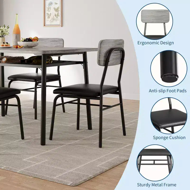 COZONY Compact Dining Table Set with Upholstered Chairs, Small Square Kitchen Table and Metal Legs Support for Dining Room