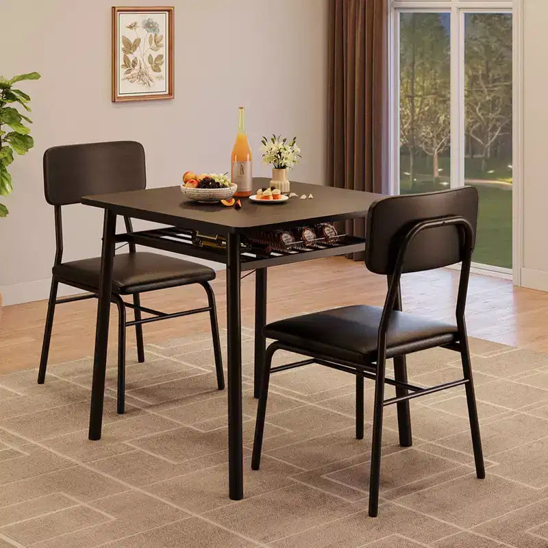COZONY Compact Dining Table Set with Upholstered Chairs, Small Square Kitchen Table and Metal Legs Support for Dining Room
