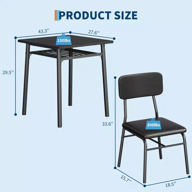 COZONY Compact Dining Table Set with Upholstered Chairs, Small Square Kitchen Table and Metal Legs Support for Dining Room