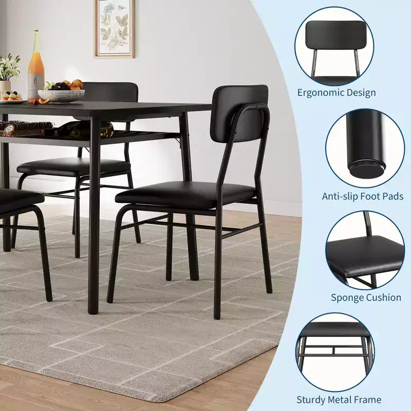 COZONY Compact Dining Table Set with Upholstered Chairs, Small Square Kitchen Table and Metal Legs Support for Dining Room