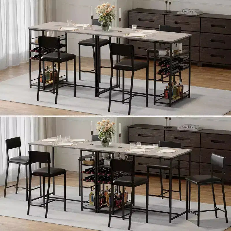COZONY Ensemble de salle à manger à hauteur de comptoir pour 2 personnes avec rangement, chaises rembourrées pour petite cuisine et coin-repas