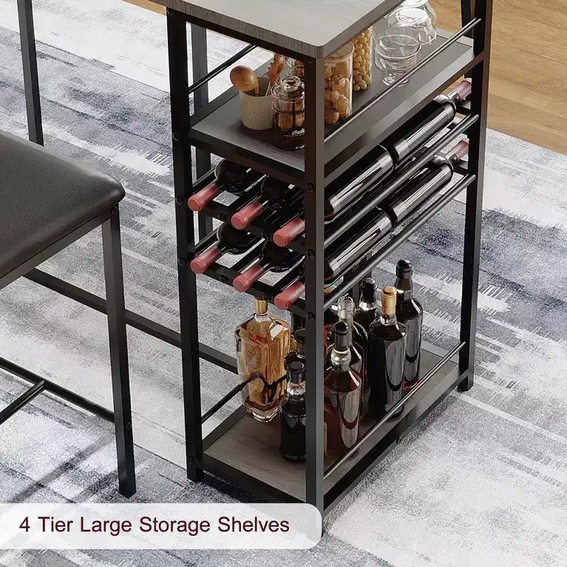 COZONY Ensemble de salle à manger à hauteur de comptoir pour 2 personnes avec rangement, chaises rembourrées pour petite cuisine et coin-repas