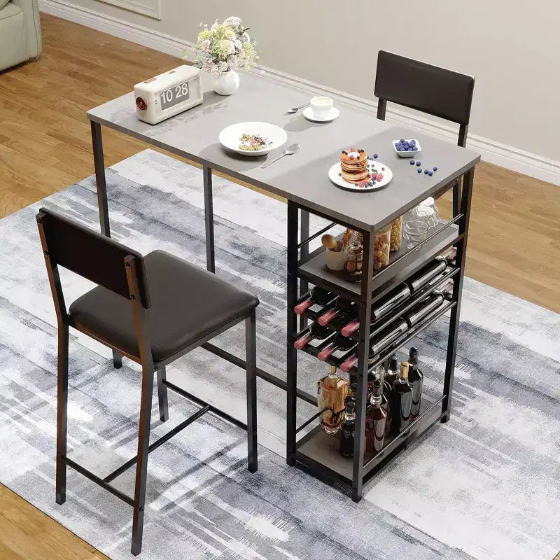 COZONY Ensemble de salle à manger à hauteur de comptoir pour 2 personnes avec rangement, chaises rembourrées pour petite cuisine et coin-repas