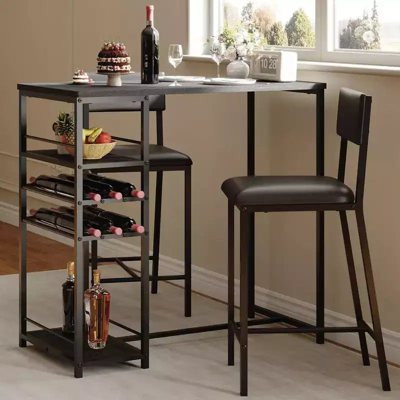 COZONY Ensemble de salle à manger à hauteur de comptoir pour 2 personnes avec rangement, chaises rembourrées pour petite cuisine et coin-repas