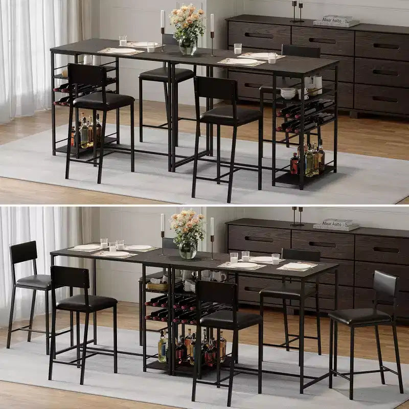 COZONY Ensemble de salle à manger à hauteur de comptoir pour 2 personnes avec rangement, chaises rembourrées pour petite cuisine et coin-repas