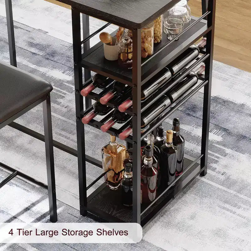 COZONY Ensemble de salle à manger à hauteur de comptoir pour 2 personnes avec rangement, chaises rembourrées pour petite cuisine et coin-repas