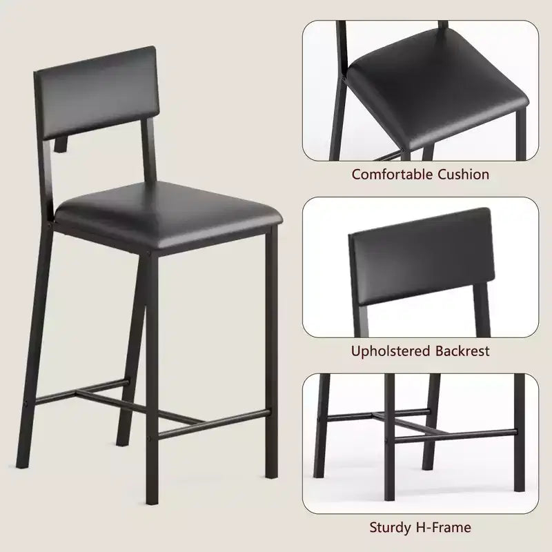 COZONY Ensemble de salle à manger à hauteur de comptoir pour 2 personnes avec rangement, chaises rembourrées pour petite cuisine et coin-repas