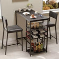 COZONY 2-Person Counter Height Dining Set with Storage, Upholstered Chairs for Small Space Kitchen and Breakfast Nook