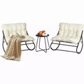VINGLI Rocking Patio Chairs Set of 2 with Side Table, Heavy Duty 400 LBS Capacity, Padded Outdoor Indoor Rockers, White