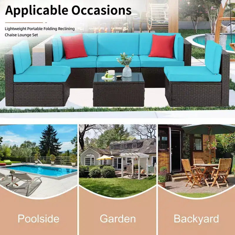 Celebalcony 6 Piece Patio Conversation Set All Weather Wicker Rattan Patio Sofa Outdoor Sectional Seating Group With Cushions