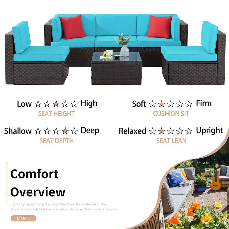 Celebalcony 6 Piece Patio Conversation Set All Weather Wicker Rattan Patio Sofa Outdoor Sectional Seating Group With Cushions