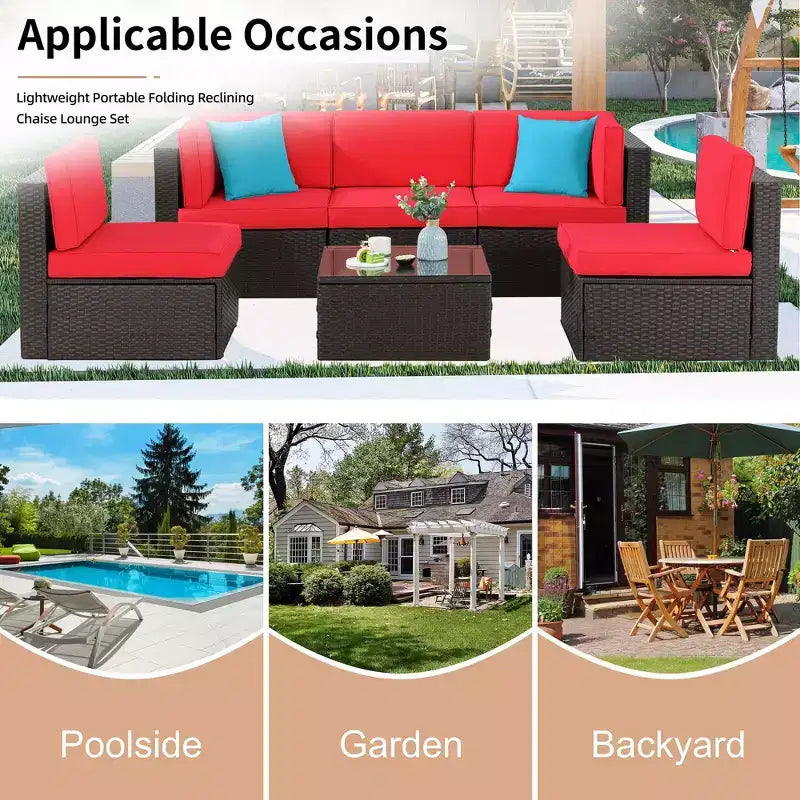 Celebalcony 6 Piece Patio Conversation Set All Weather Wicker Rattan Patio Sofa Outdoor Sectional Seating Group With Cushions