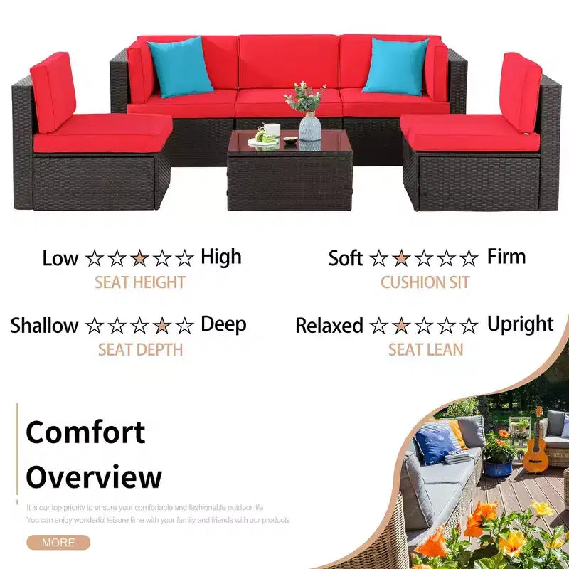 Celebalcony 6 Piece Patio Conversation Set All Weather Wicker Rattan Patio Sofa Outdoor Sectional Seating Group With Cushions