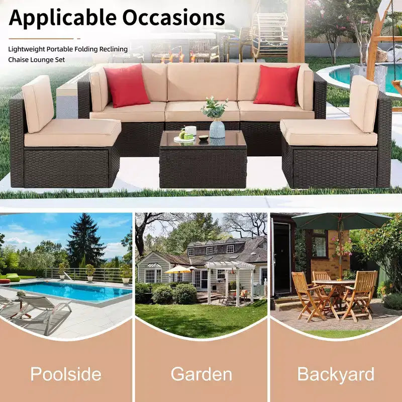 Celebalcony 6 Piece Patio Conversation Set All Weather Wicker Rattan Patio Sofa Outdoor Sectional Seating Group With Cushions