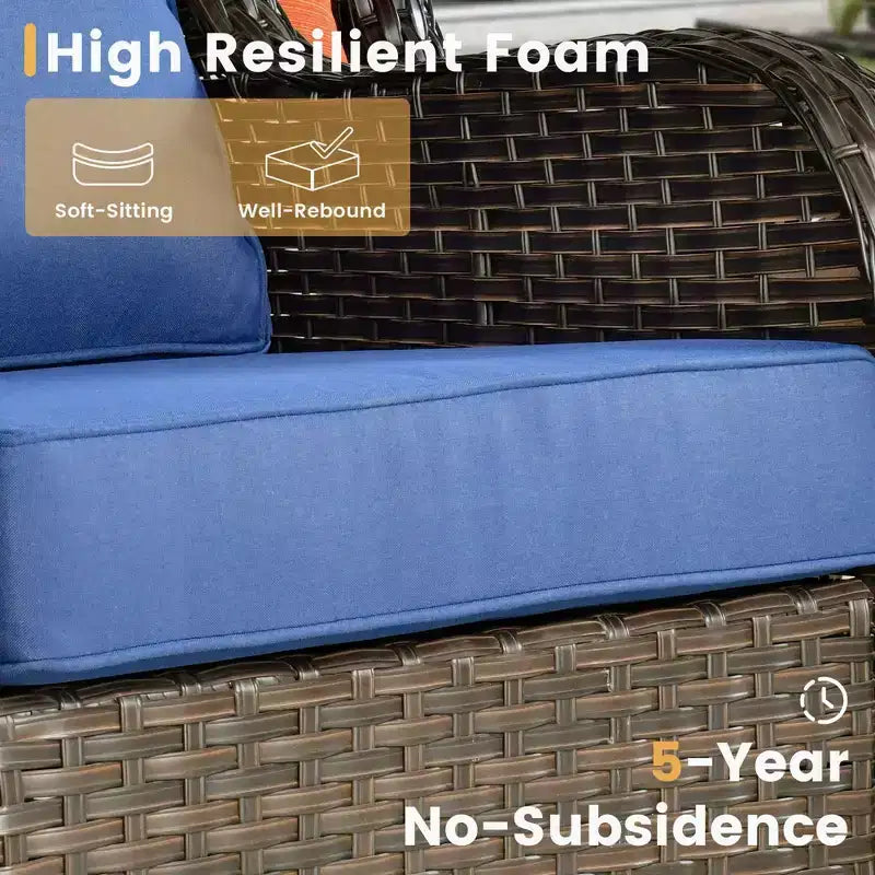 HOMLUX 6 Pcs Outdoor Patio Furniture Set High Back Sofa and Swivel Chairs Set