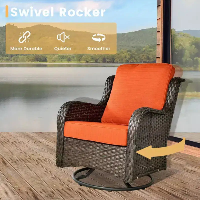 HOMLUX 6 Pcs Outdoor Patio Furniture Set High Back Sofa and Swivel Chairs Set