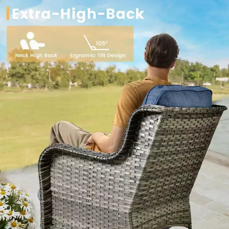HOMLUX 6 Pcs Outdoor Patio Furniture Set High Back Sofa and Swivel Chairs Set