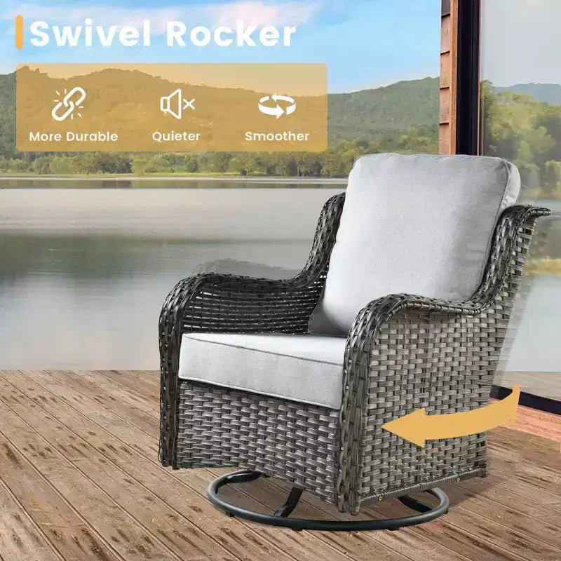 HOMLUX 6 Pcs Outdoor Patio Furniture Set High Back Sofa and Swivel Chairs Set