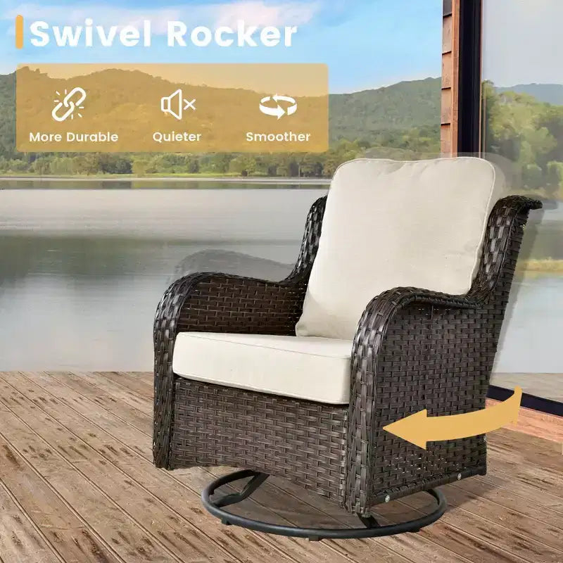 HOMLUX 6 Pcs Outdoor Patio Furniture Set High Back Sofa and Swivel Chairs Set