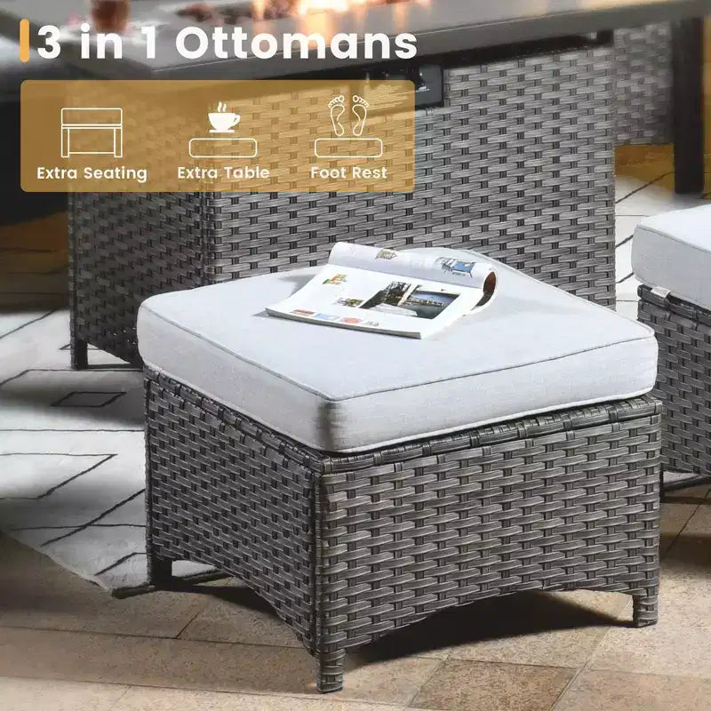 HOMLUX 6 Pcs Outdoor Patio Furniture Set High Back Sofa and Swivel Chairs Set