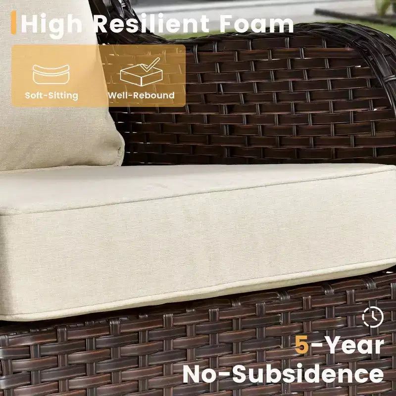 HOMLUX 6 Pcs Outdoor Patio Furniture Set High Back Sofa and Swivel Chairs Set