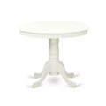 Modern 3 Piece Kitchen Dining Set - Round Table & 2 Chairs - Linen White Finish