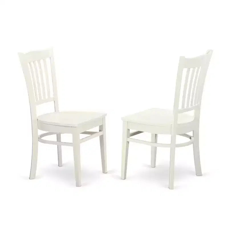 Modern 3 Piece Kitchen Dining Set - Round Table & 2 Chairs - Linen White Finish