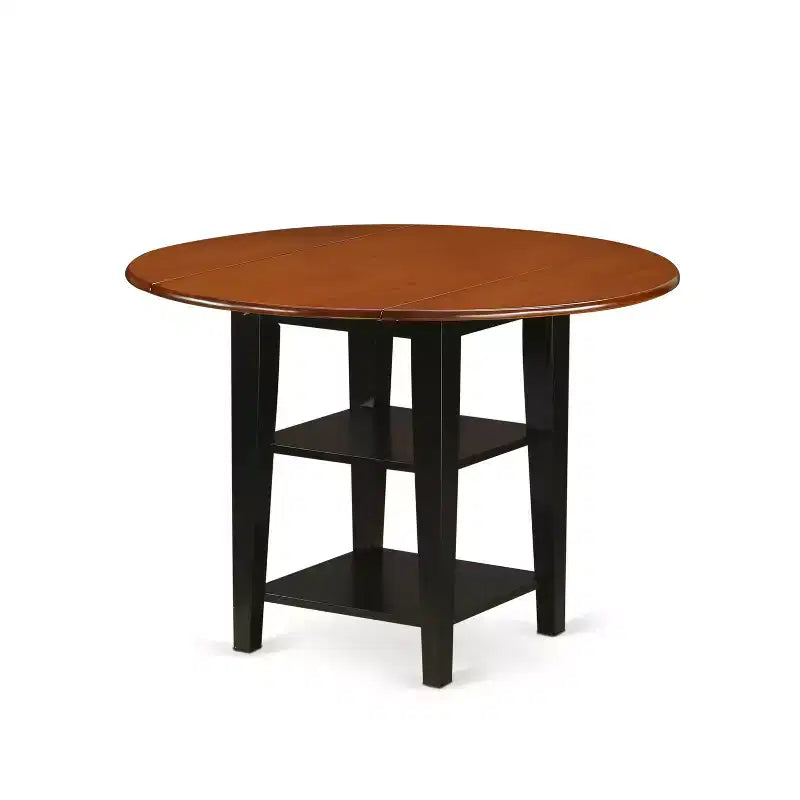 Dinette Set 5 Piece Round Table & Chairs - Black Cherry Finish - Home Kitchen Dining Room Set