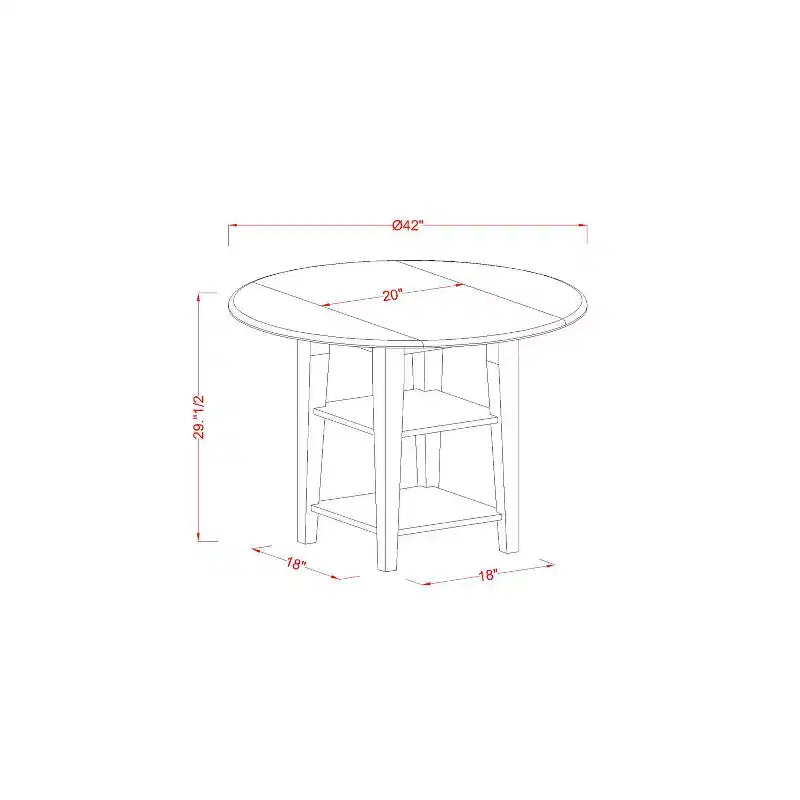 Ensemble de salle à manger 5 pièces Table et chaises rondes - Finition cerise noire - Ensemble pour cuisine et salle à manger