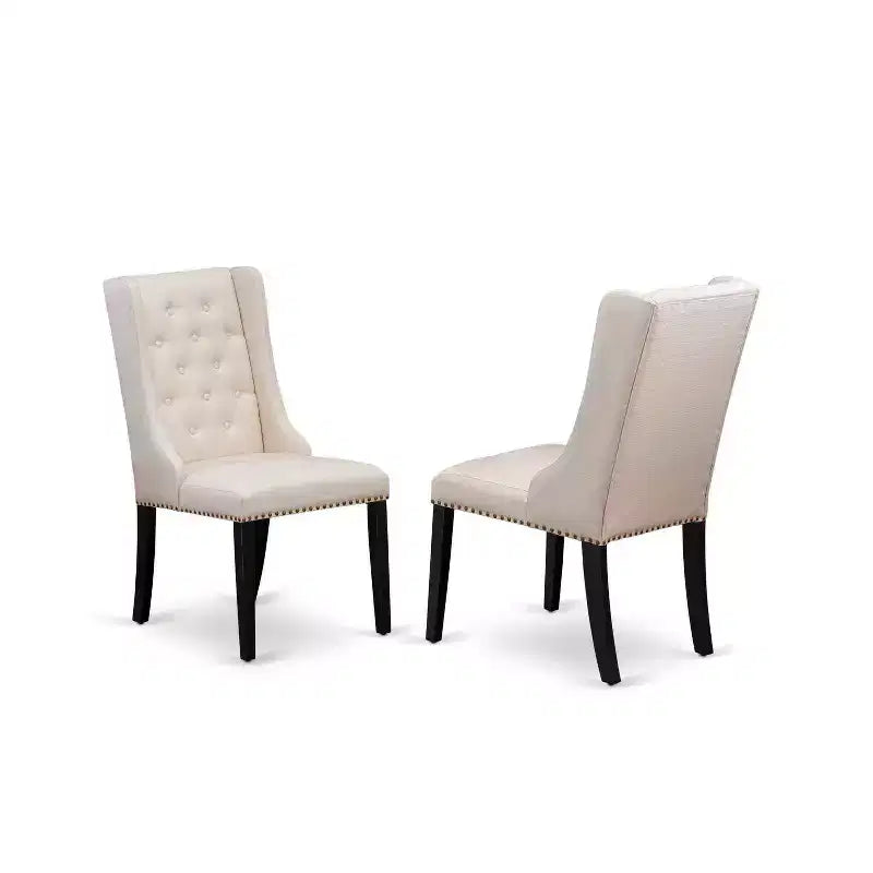 3-Piece Black Finish Solid Wood Top - Button Tufted Dining Room Set - Seats 4