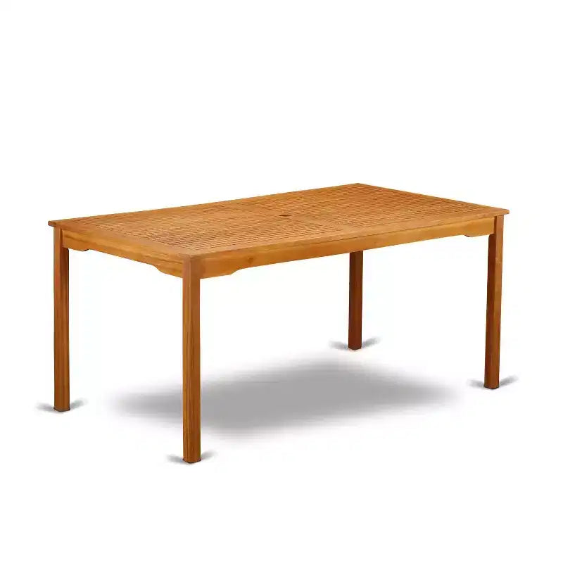 HomeStock 5-Piece Rectangle Natural Oak Finish Solid Wood Top Dining table with 4-Chairs with Slat Back