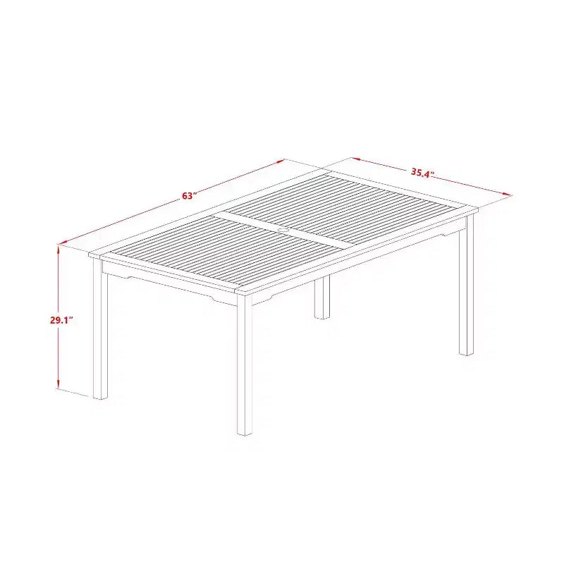 HomeStock 5-Piece Rectangle Natural Oak Finish Solid Wood Top Dining table with 4-Chairs with Slat Back