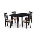 HomeStock 5-Pc Rectangular Black Finish Solid Wood Top-Dining Room Set with Butterfly Leaf-Seats 4