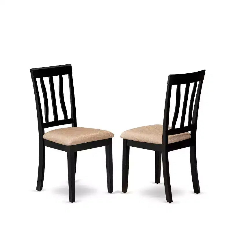 HomeStock 5-Pc Rectangular Black Finish Solid Wood Top-Dining Room Set with Butterfly Leaf-Seats 4