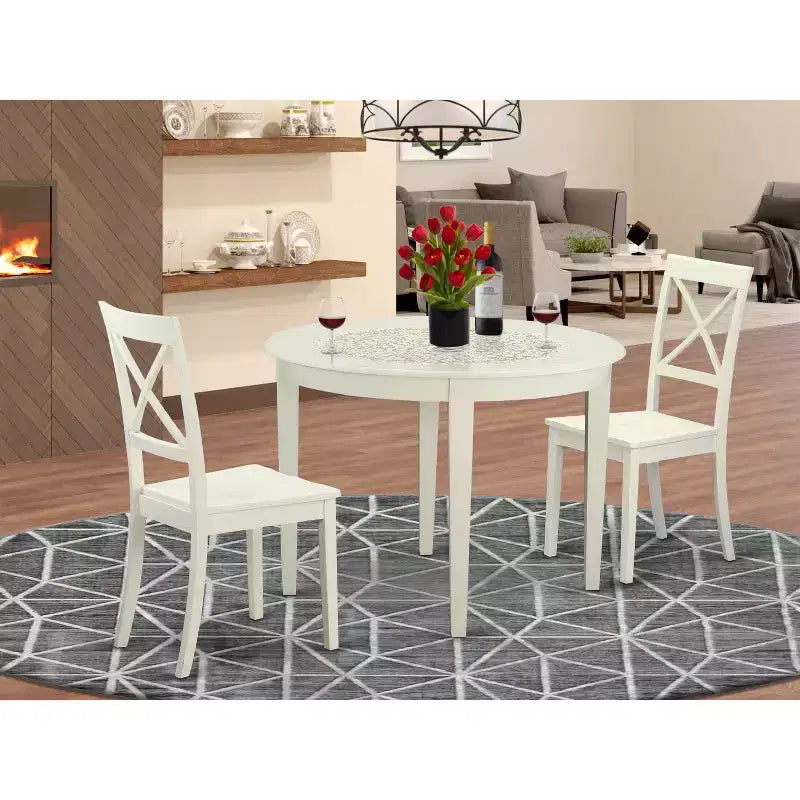 Ensemble table ronde et 4 chaises de cuisine – Table de salle à manger avec 2 chaises – Style méditerranéen